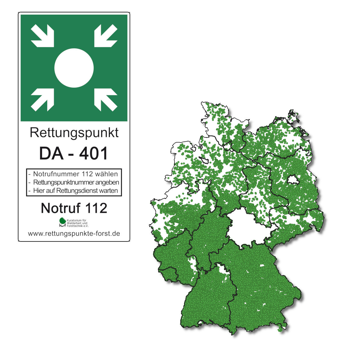 Deutschlandkarte mit grünen Punkten