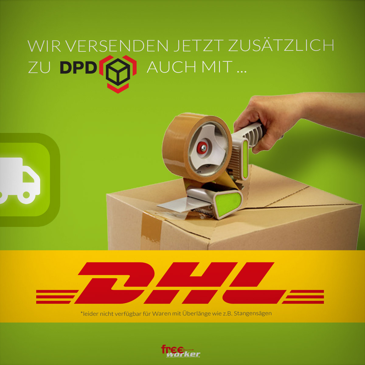 Freeworker-Online-Shop: Versand jetzt auch mit DHL