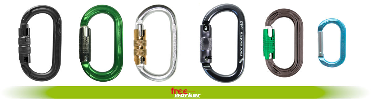 Diverse Oval-Karabiner in verschiedenen Farben und Größen